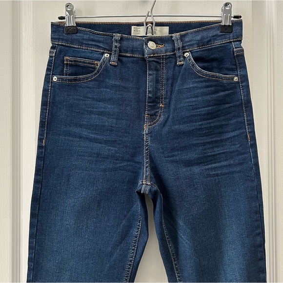 Topshop Moto Jamie Skinny Jeans High Rise Raw Hem Dark Indigo Blue Size 26 - Picture 6 of 14